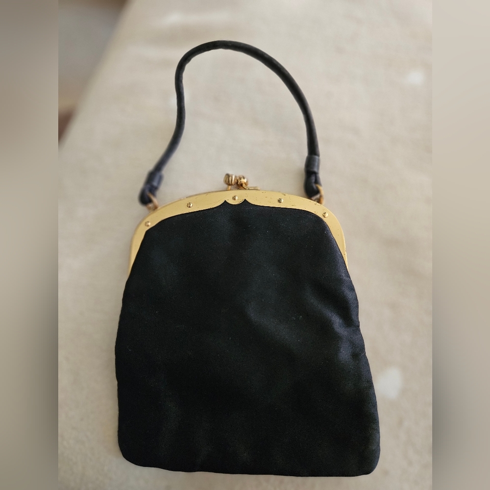 Bienen Davis Black Satin Evening Bag Vintage